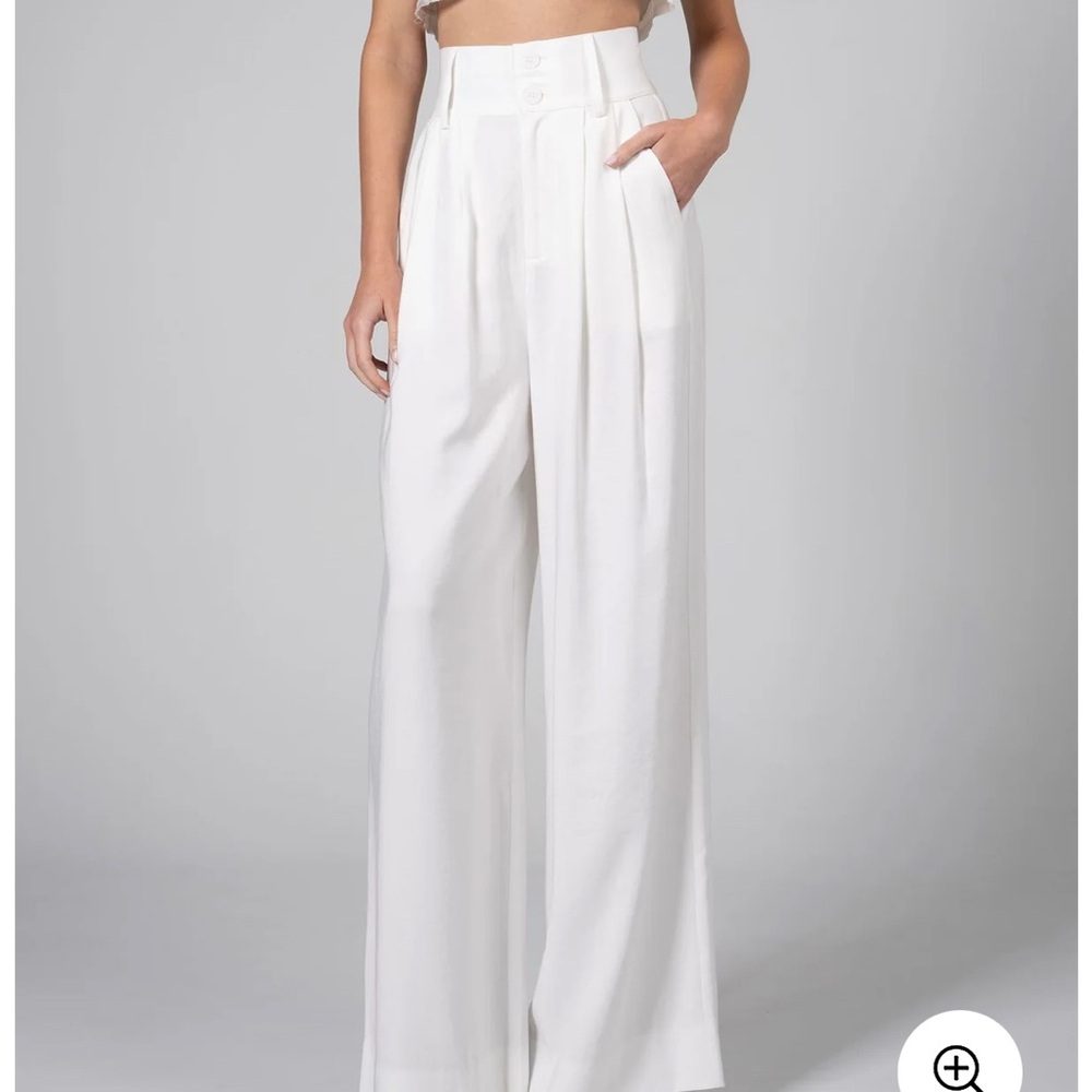 NONchalant White Wide Leg High-Waisted Pants